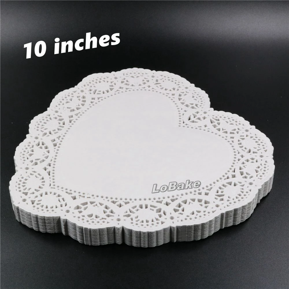 (250pcs/pack) 10.5 inches heart shape lace paper doilies doyley mat