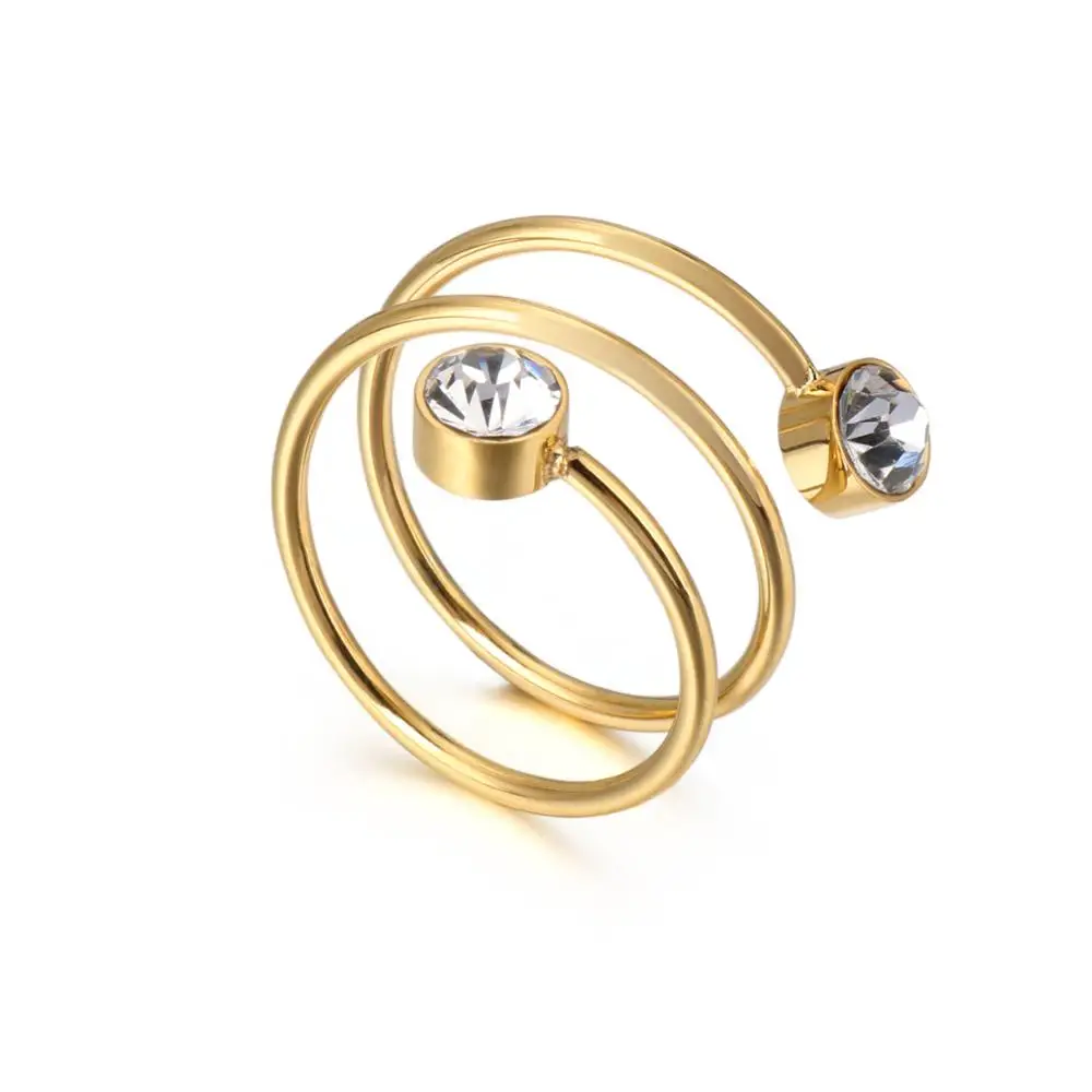 KALEN, Нержавеющая Сталь Дубай, золотые Многослойные кольца для женщин, размер 6-9, кубический цирконий, минималистичные кольца на палец, Женские Ювелирные изделия - Цвет основного камня: KR54062-GC