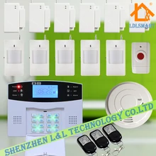 Голосовые Подсказки ЖК GSM Сигнализация Беспроводной Домашней Охранной Сигнализации Комплект с Датчик Дыма + Тревожная Кнопка