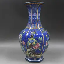 Цзиндэчжэнь керамическая эмалированная Шестигранная фарфоровая антикварная Ваза Цветочная Аранжировка гостиная китайская бытовая декорация ТВ шкаф