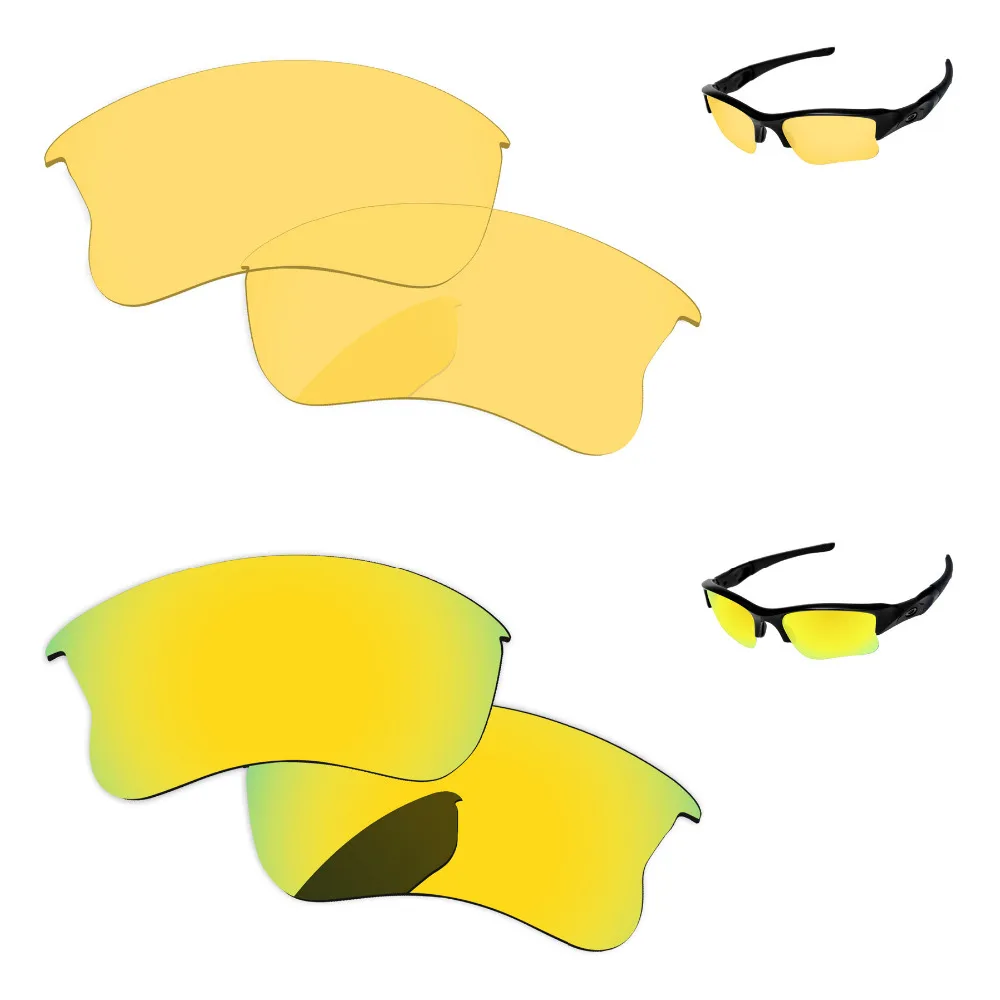 24 К золотой и кристалл желтый 2 пары Замена оптические стёкла для Flak куртка XLJ солнцезащитные очки женщин рамки 100% UVA и UVB защиты