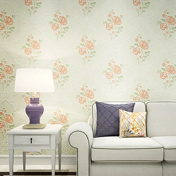 Bedroom living room TV background wallpaper green wild garden flower non-woven wallpaper04