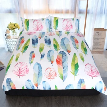 

Colorful Feather Bed Linen Set Full Cotton Linen for Baby 3pcs Twin Queen King Duvet Covers 2pcs Pillows Bed Set Linens Space E