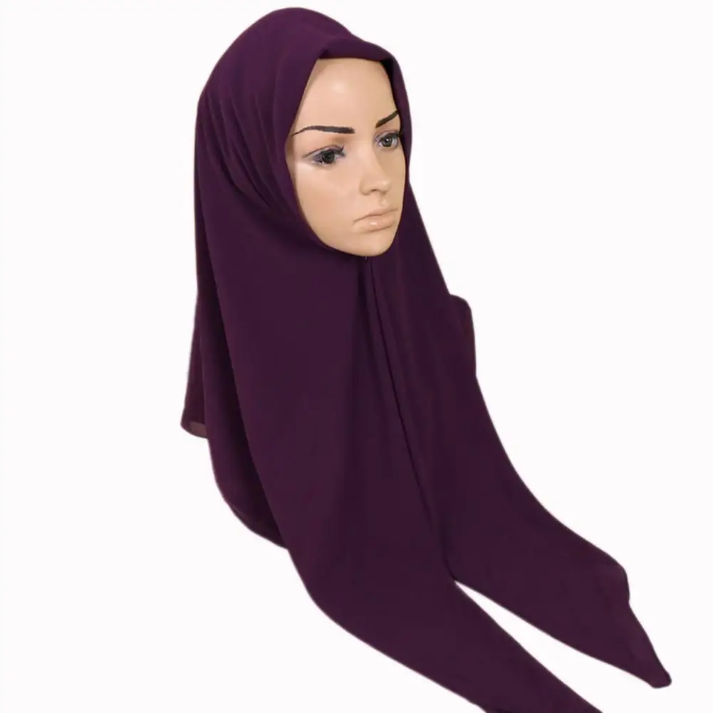 

DSstyles India Women Muslim Style Solid Color Hijab Scarf Chiffon Large Square Headscarf