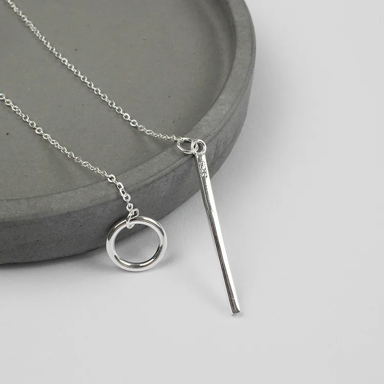 Женское ожерелье из серебра 925 пробы с подвеской в виде Круга|sterling silver necklace|925 sterling