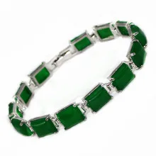 

opal Natural Stone GREEN stone Link 7.5" Bracelets swholesale Silver Wedding Girl MEN Quartz jewelry