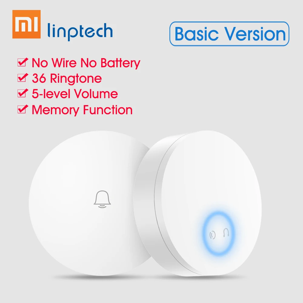 Xiaomi Mijia Linptech wifi самогенерирующий беспроводной дверной звонок работает с приложением Mijia функция интеллектуального управления памятью AC 110-240 В