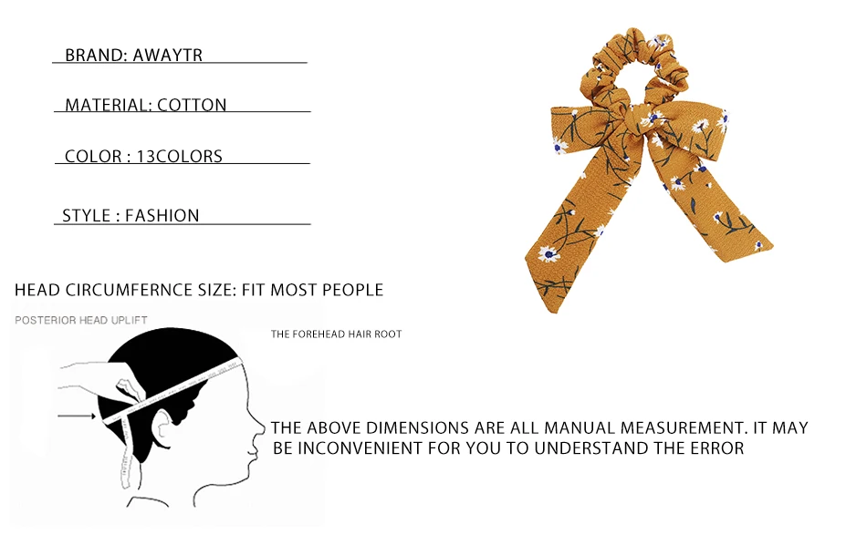 AWAYTR, новинка, лента с милым принтом, бант, резинка для волос, для женщин, в стиле бохо, резинка для волос, для девушек, аксессуары для волос, повязка на голову