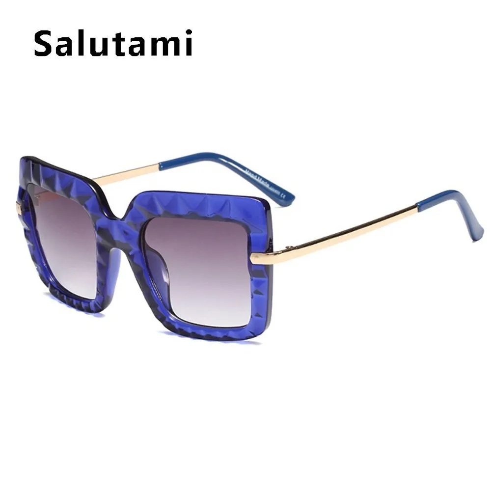 Необычные Черные Квадратные Солнцезащитные очки для женщин, роскошные брендовые винтажные большие солнцезащитные очки с большой оправой, мужские очки Uv400, сплав, оттенки - Цвет линз: blue gray