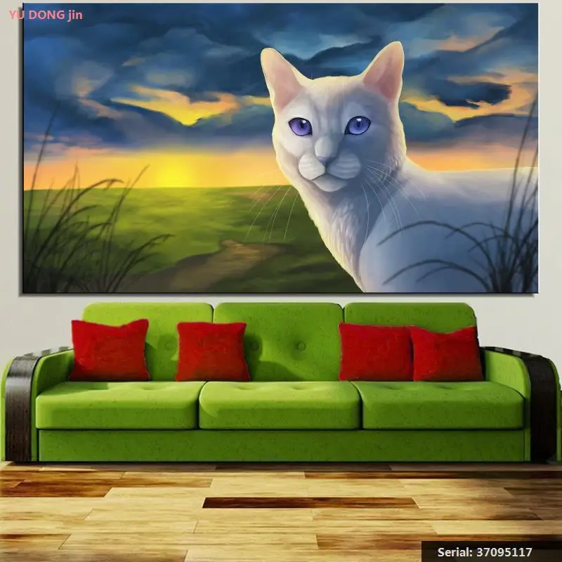 

yu dong jin Cats Painting Art White Animal Classical oil Painting Drawing art Spray Unframed Canvas airbrush wine 37095117