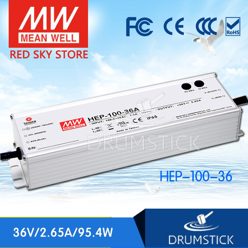 

MEAN WELL HEP-100-36 36V 2.65A meanwell HEP-100 36V 95.4W Single Output Switching Power Supply