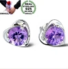 OMHXZJ – boucles d'oreilles en argent sterling 925, bijoux en cristal, cœur, certification internationale, améthyste, vente en gros, YS03 ► Photo 1/6