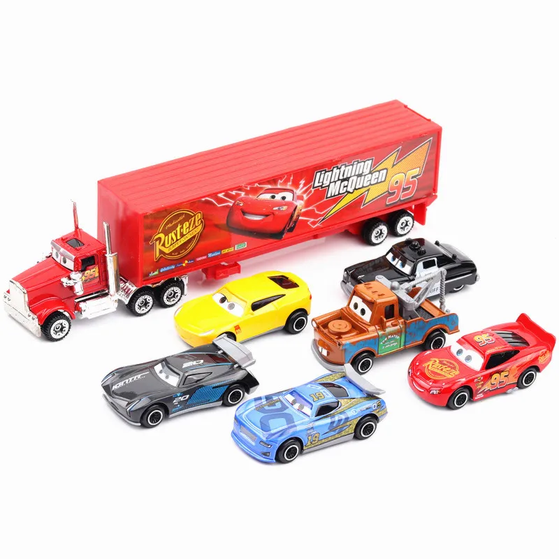 Disney Pixar машина 3 Lightning McQueen Jackson Storm Cruz Mater Mack Uncle Truck 7 шт./1:55 детская из сплава