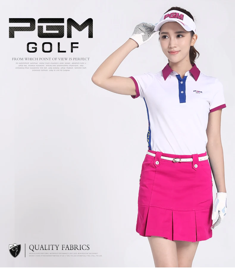 2017 pgm ملابس السيدات النسخة الكورية من golf خياطة اللون قصير كم تي شيرت تنفس تمتد ، شحن مجانا
