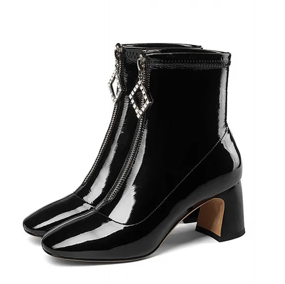 

Fashion Women M Boots Genuine Cow Leather Autumn Winter Warm Chelsea Boots Zipper High Heels Party Shoes Pumps DR-B0048