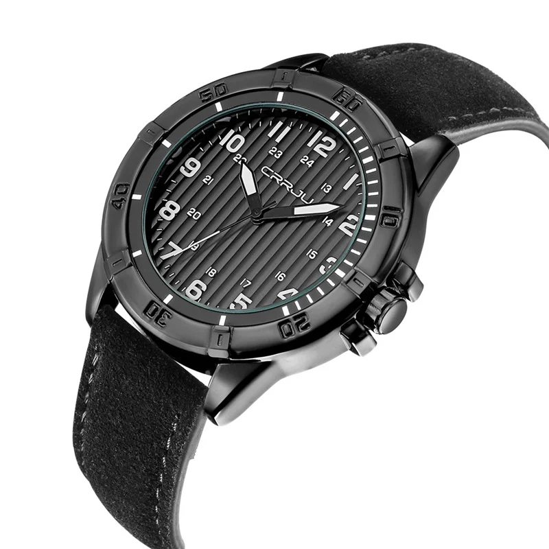 CRRJU Top Brand Luxury Sport Wrist Watch Men's Quartz Clock Leather Strap Waterproof Men Reloj Hombre | Наручные часы