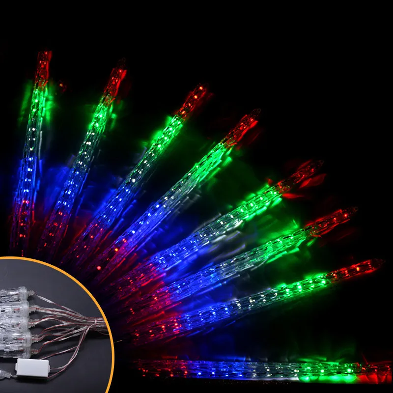 

Romantic Meteor Shower Led Light String Patio Garden Landscapeing Icicle Fairy Light String 8 Tubes Hanging LED Neon Ribbon Lamp