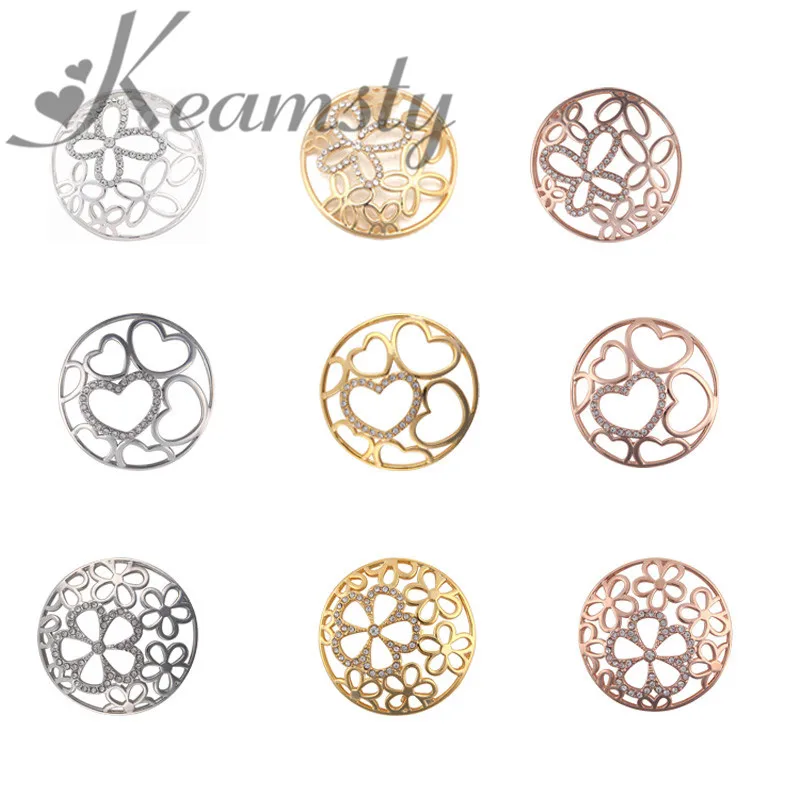 Keamsty Copper Mi Moneda 33mm Coins Crystal Zircon Disc Coin for Holder Pendant Women Necklace Free Shipping | Украшения и