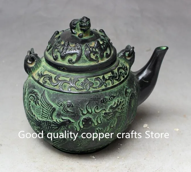 

Collection archaize bronze dragon phoenix play pearl teapot bcraft decoration
