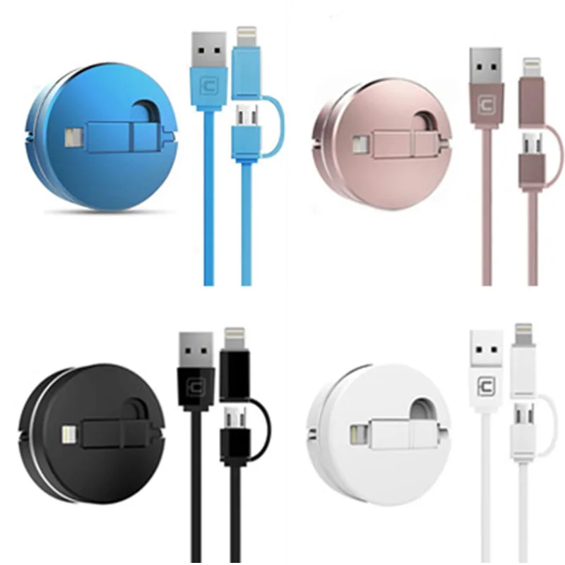 

2-in-1 compatible iOS Android mobile phone scalable data cable High-speed charging transmission cable