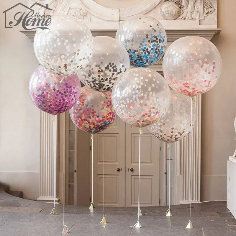 

2PCS 18 Inch Confetti Filled Balloons Air Balls Holiday Valentine's Day Celebration Wedding Birthday Party Decoration Favor DIY