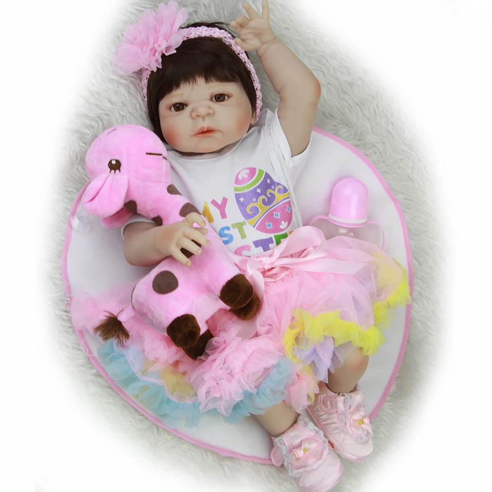 2017 New Hug Giraffe Toy Reborn Baby Dolls Full Silicone Vinyl Body