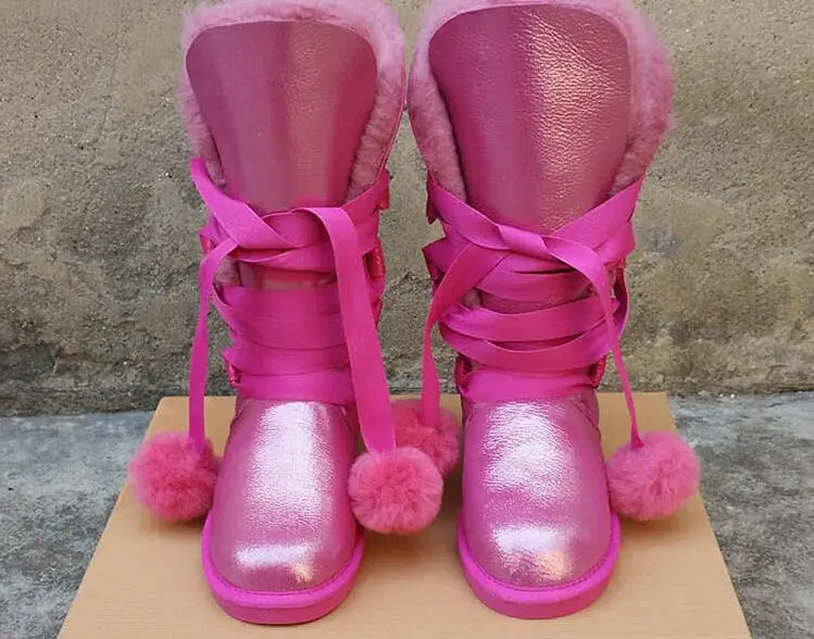Fashion High Snow boots Women boots 100% Genuine Sheepskin Leather Lace up Long boots Natural Fur Warm Wool Winter Boots Fashion High Snow boots Women boots 100% Genuine Sheepskin Leather Lace up Long boots Natural Fur Warm Wool Winter Boots