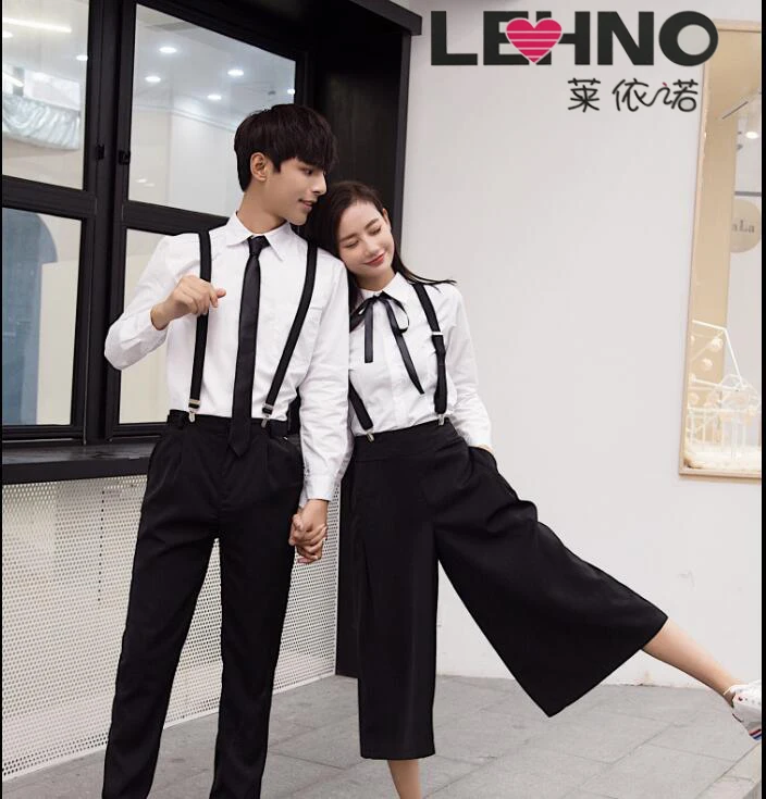

LEHNO Student class suit Korean version of wide-leg pants skirt spring and summer high school uniforms
