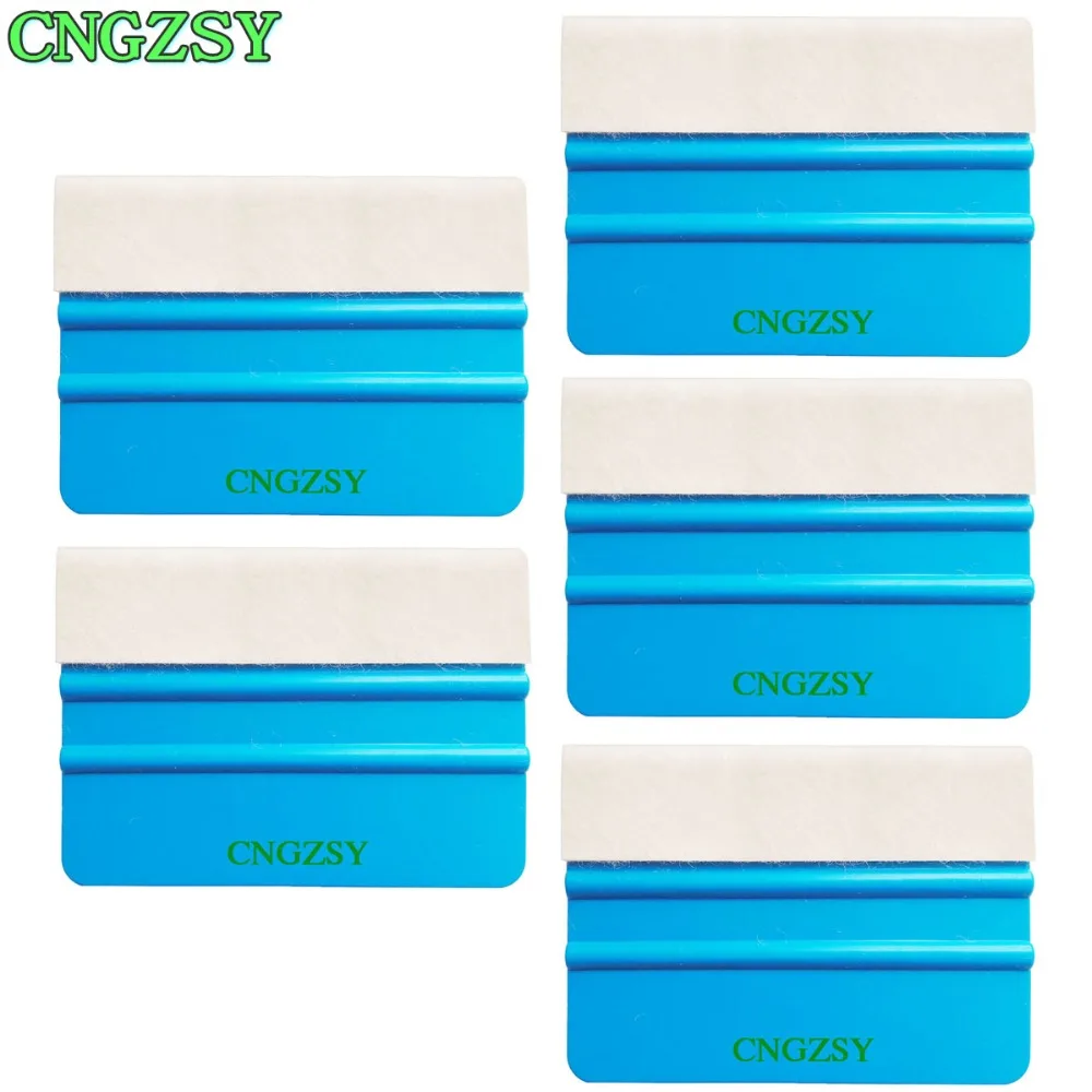

CNGZSY 5pcs Auto Film Squeegee Blue Plastic Scratch-less Wool Scraper Vinyl Sticker Install Applicator Car Foil Wrap Tools 5A22