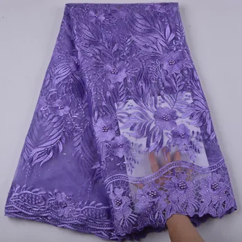 

Cord Embroidery Lace Fabric With Beads For Party Dress High Quality African Tulle Lace French Net Lace Fabric A1347