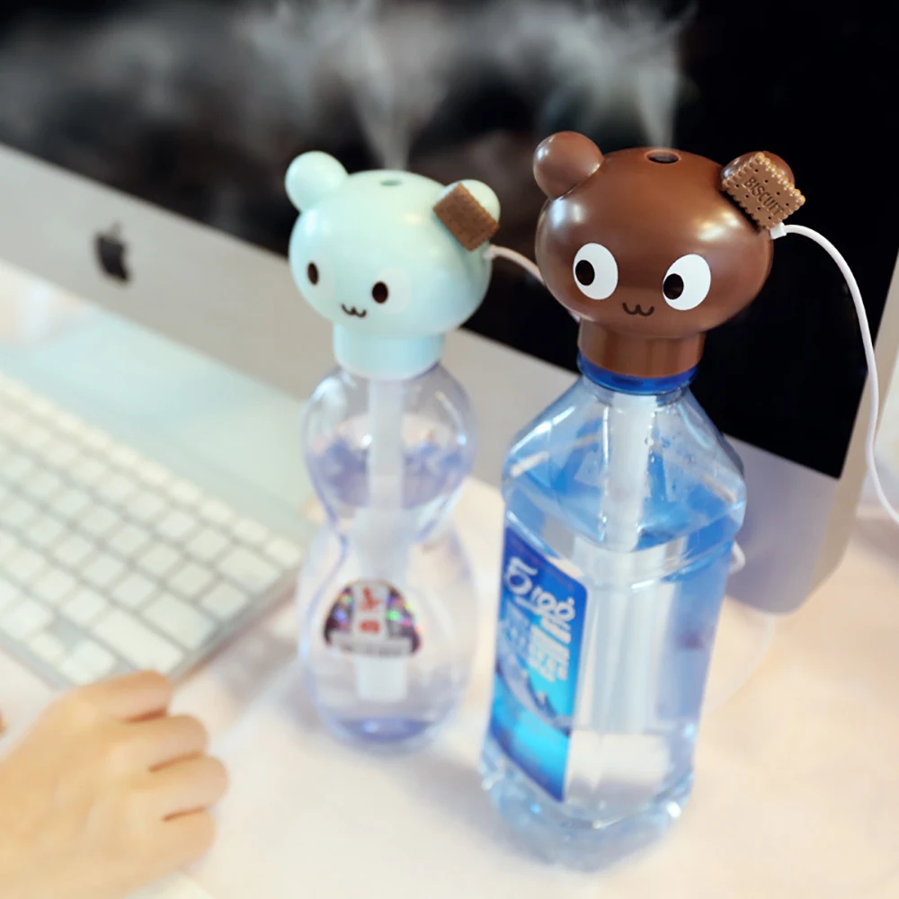 

Cute Mini Bottle Caps USB Air Humidifier Ultrasonic Creative Animal Aroma Diffuser Humidifiers Home Office Mist Maker Purifier