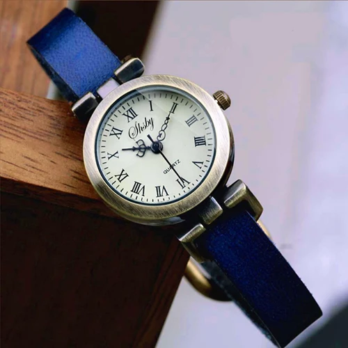 Shsby, новая мода,, кожаные женские часы, римские винтажные часы, женские нарядные часы - Цвет: Синий