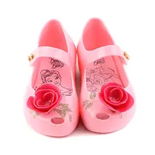 Детские сандалии; Новинка года; обувь для девочек; Мягкие пластиковые ботинки для дождя с принтом «Зверь», «Принцесса», «мини-роза», «зеленые листья»