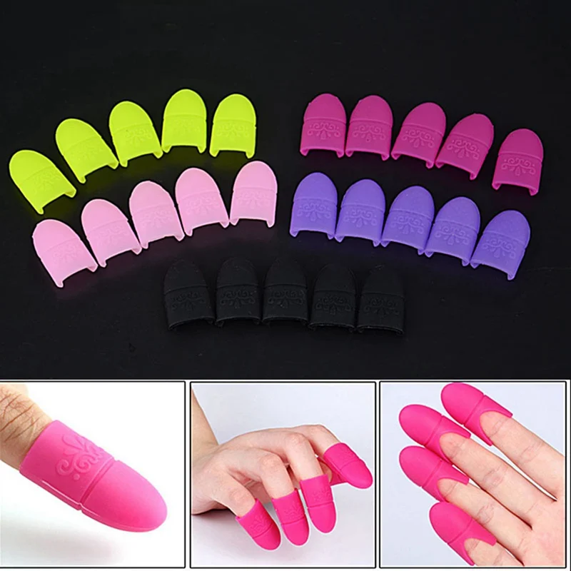 

5pcs Nail Art Tips UV Gel Polish Remover Wrap Silicone Elastic Soak Off Cap Clip Manicure Cleaning Varnish Tool Reuseable Finger