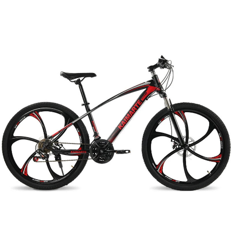 Bicicleta de Montaña de 26 pulgadas, 21 velocidades, marco de acero de carbono, bicicleta, frenos de disco dobles, rueda de radios de bicicleta y rueda de cuchillo bicicleta