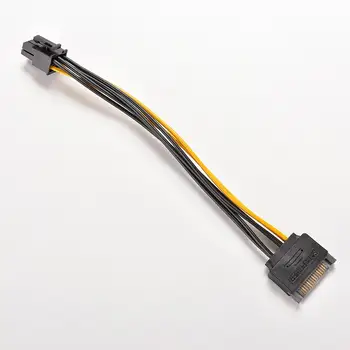 

1PC 15 Pin SATA Male To 6 Pin PCI-Express PCI-E Graphics Card Power Adapter Cable PC Video Card PSU Wire Cord Converter 20cm
