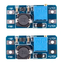 2pcs MT3608 DC-DC adjustable step-up power converter module for Arduino & More