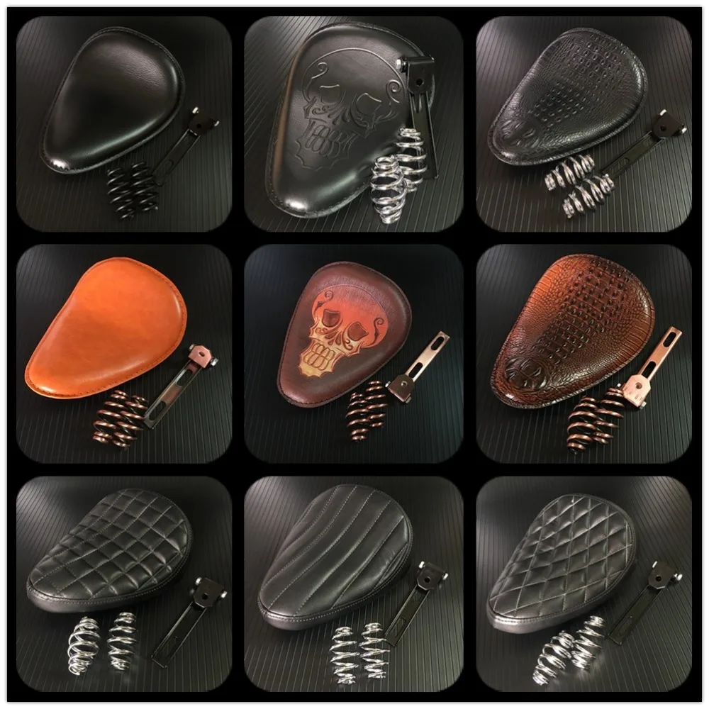 Подушка сиденья для мотоцикла коричневая кожаная Весенняя подушка водителя Harley