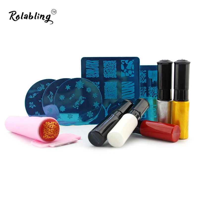 

Rolabling Nail Stamping Plates Set Nail Stamp Polish + Nail Art Template + Stamper Scraper Manicure Tool Nail Stencil Set