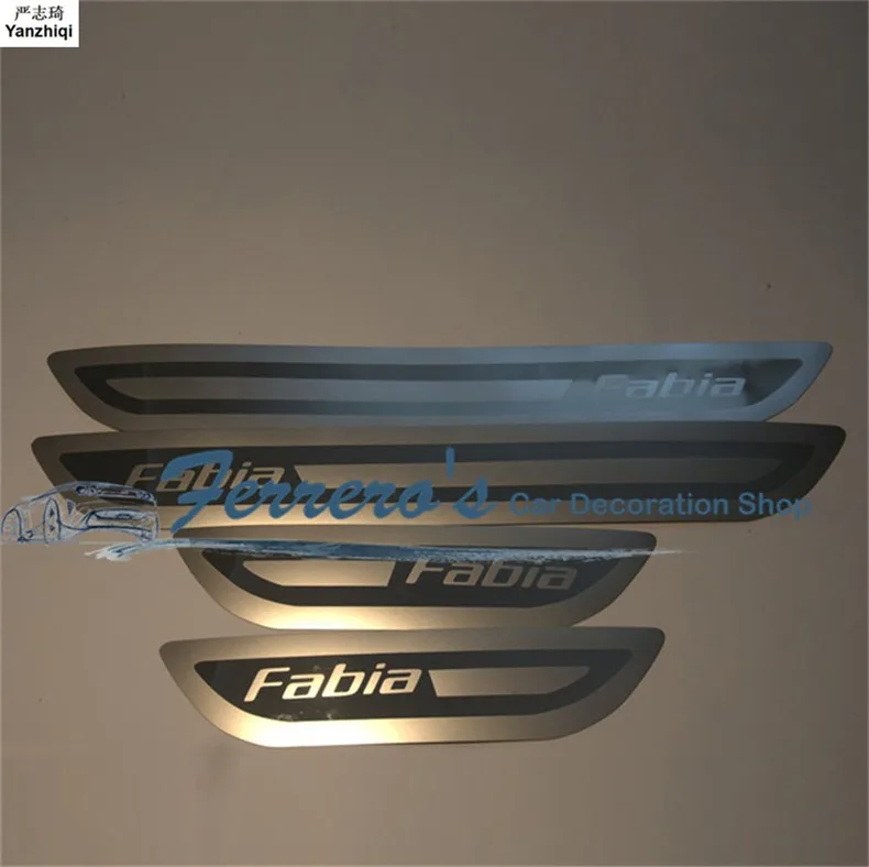 

4pcs/lot stainless steel car stickers styling door sill Scuff Plate pedal For SKODA FABIA 2008 2009 2010 2011 2012 2013 2014