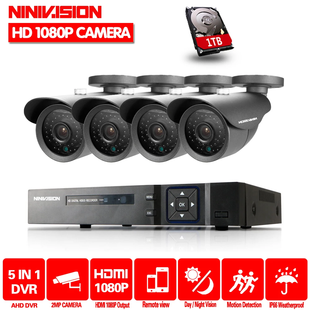  AHD sistema CCTV 4CH 1080N 1080 P DVR 4 piezas 1080 P AHD SONY CCD CCTV impermeable al aire libre c