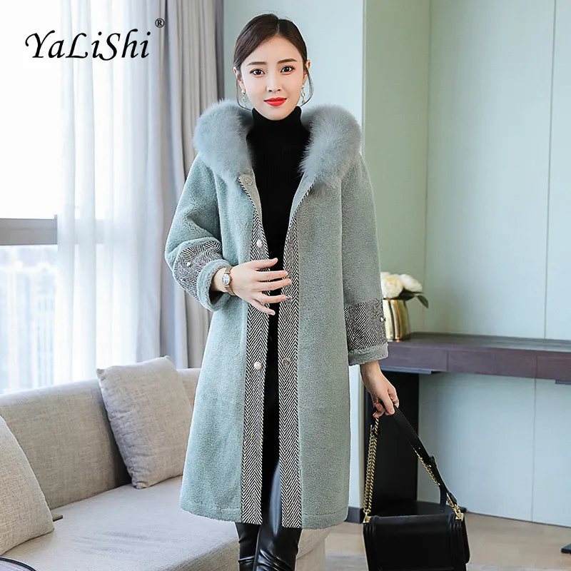 

Fashion Autumn Winter Women Coats Long Sleeve Korean Elegant Hoodie Fur Collar Long Cashmere Coat Modis Ladies Outwear Coats