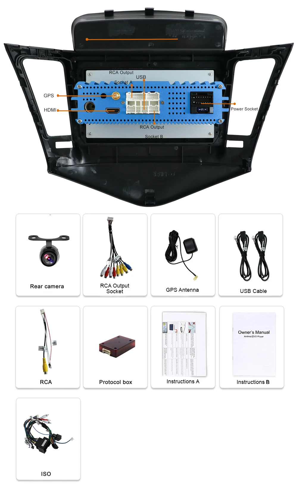 Sale 2 din android 9.0 for chevrolet cruze 2009 2010 2011 2012 2013 2014 with gps wifi mirror link free rear view camera,map,canbus 6