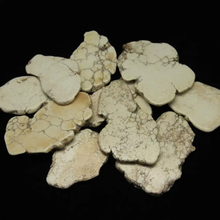 

10pcs/lot Large White Howlite Freeform Slab Beads,UNDRILLED Turquoises Magnesite Loose Beads Big Slice Charms Findings 55-90mm