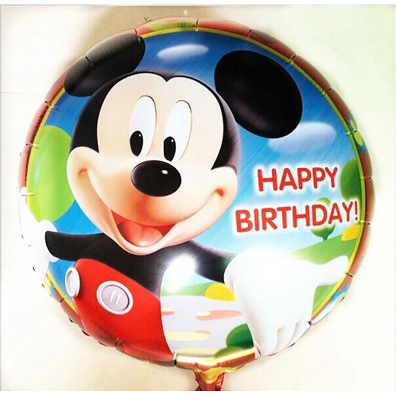 

PHLUMY 5Pcs/lot Free Shipping 18 inch Mickey Minnie Aluminum Balloon Happy Birthday Balloon Party decorations Kid Toy 45cm*45cm