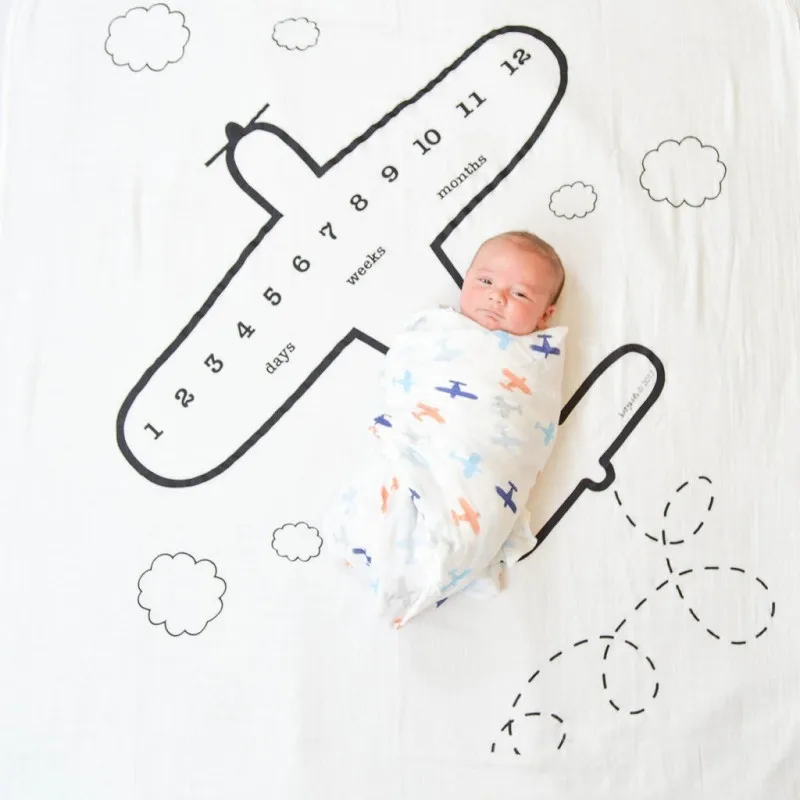 Милое детское одеяло с рисунком самолета, Пеленальное Одеяло s для фотографий новорожденных, черно-белые детские реквизиты для фотосъемки