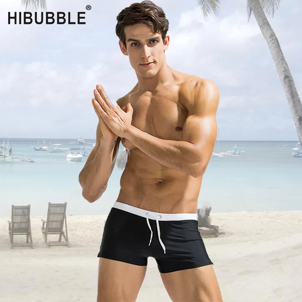 Hibubble Solid Men's Swimming Trunks For Bathing Swimwear Men