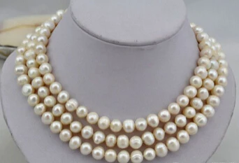 

huij 001894 50"9-10mm white rice freshwater cultured pearl necklace