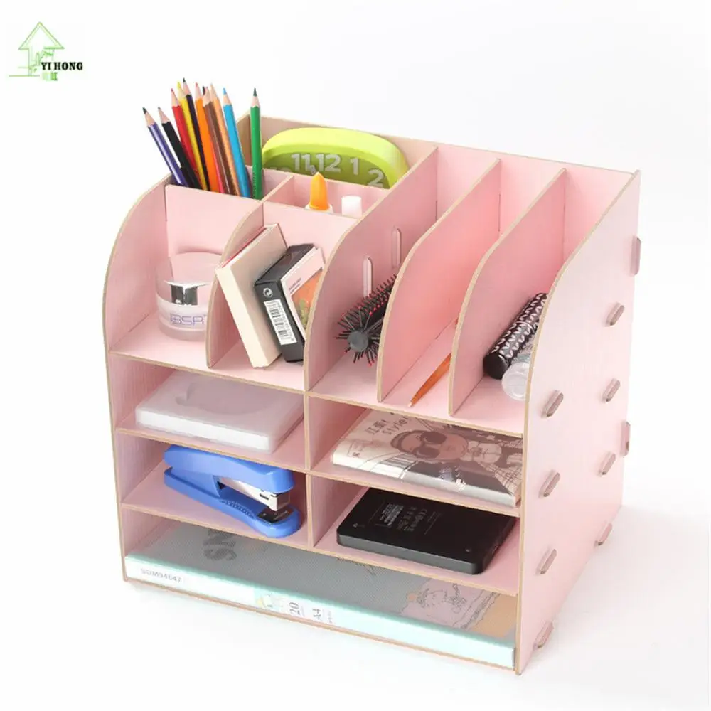 

YIHONG DIY Wooden Dressing Table Storage Rack Perfume Jewellery Case Cosmetic Makeup Holder Organizer Stationery Storage Boxes
