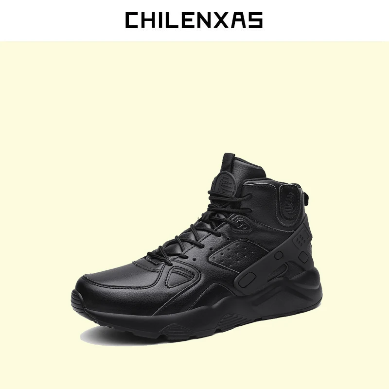 

CHILENXAS 2017 Winter Ankle Boots Leather Shoes Men Casual Height Increasing Lace-up Solid New Fashion Breathable Waterproof